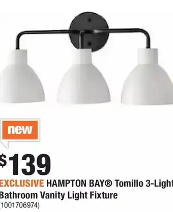 Home Depot Hampton bay tomillo 3-light bathroom vanity light fixture offer