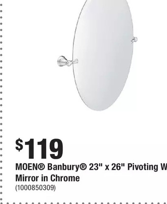 Home Depot Moen banbury 23" x 26" pivoting wall mirror in chrome offer