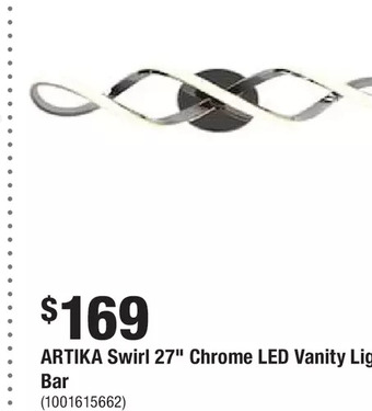 Home Depot Artika swirl 27" chrome led vanity light bar offer