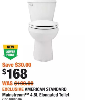 Home Depot American standard mainstream 4.8l elongated toilet offer