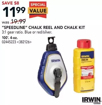 Lowe's Irwin "speedline" chalk reel and chalk kit offer