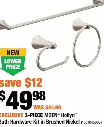 Home Depot 3-piece moen hollyn bath hardware kit in brushed nickel offer