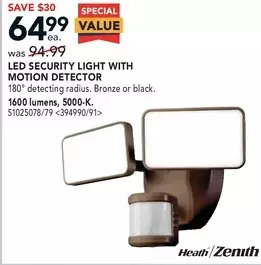 RONA Heath zenith led security light with motion detector offer