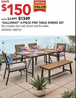 RONA Galloway 6-piece fire table dining set offer