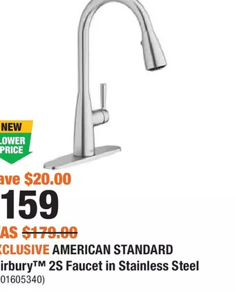 Home Depot American standard fairbury 2s faucet in stainless steel offer