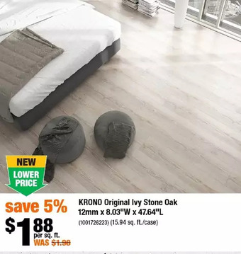 Home Depot Krono original ivy stone oak 12mm x 8.03"w x 47.64"l offer