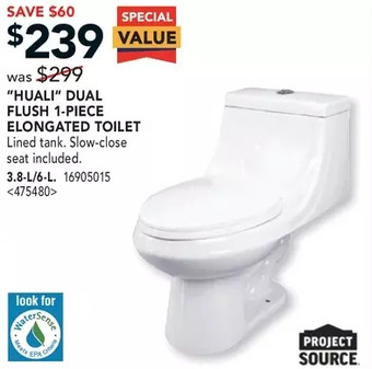 RONA Project source "huali" dual flush 1-piece elongated toilet offer