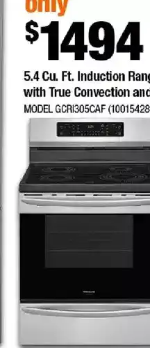 Home Depot 5.4 cu. ft. induction range with true convection and air fry offer