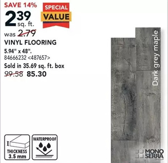 RONA Mono serra vinyl flooring 5.94" x 48" offer