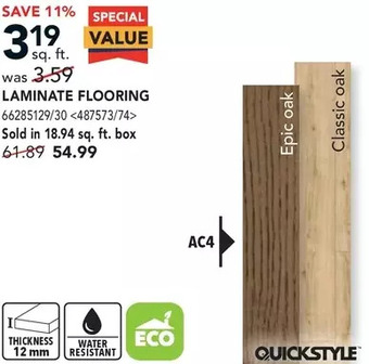 RONA Quickstyle laminate flooring offer