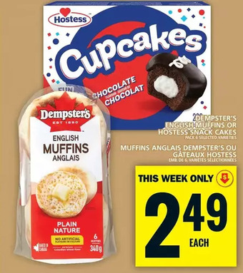 Food Basics Dempster's english muffins or hostess snack cakes offer