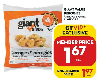 Giant Tiger Giant value perogies offer