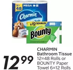 Sobeys Charmin bathroom tissue or bounty paper towel offer