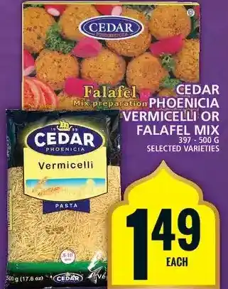 Food Basics Cedar phoenicia vermicelli or falafel mix offer