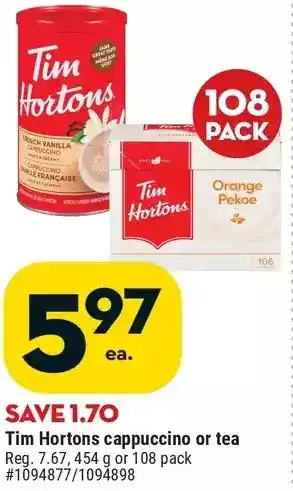 Giant Tiger Tim hortons cappuccino offer