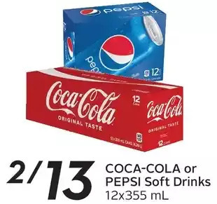 Sobeys Coca-cola or pepsi soft drinks offer