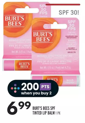 Sobeys Burt's bees spf tinted lip balm offer