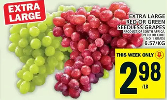 Food Basics Extra large red or green seedless grapes offer