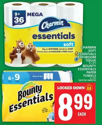 Food Basics Charmin soft essentials bathroom tissue | bounty essentials paper towels offer