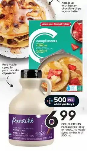 Sobeys Compliments pancake mix or panache maple syrup amber rich offer