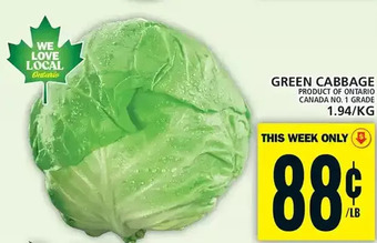 Food Basics Green cabbage offer