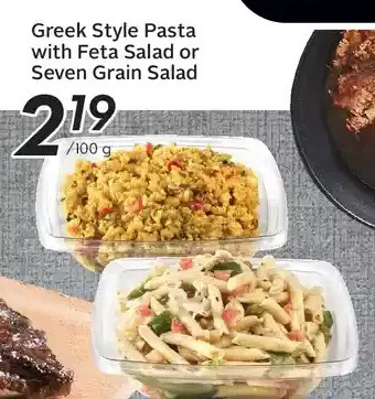 Sobeys Greek style pasta with feta salad or seven grain salad offer