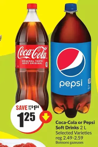 FreshCo Coca-cola or pepsi soft drinks offer