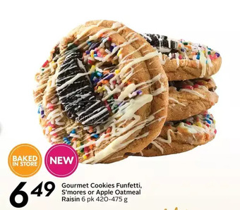 Sobeys Gourmet cookies funfetti, s'mores or apple oatmeal raisin offer