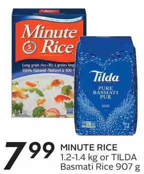 Sobeys Minute rice or tilda basmati rice offer