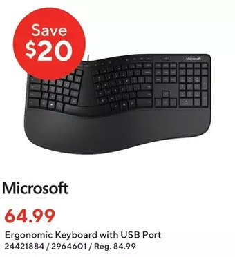 Staples Microsoft ergonomic keyboard with usb port offer