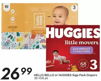 Sobeys Hello bello or huggies giga pack diapers offer