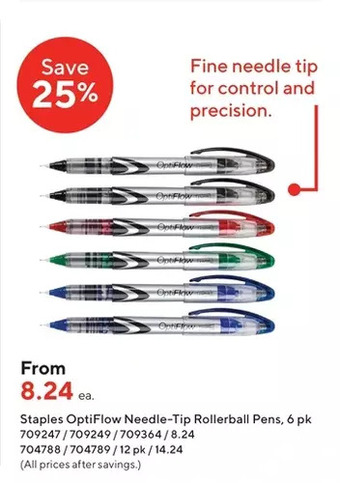 Staples Staples optiflow needle-tip rollerball pens offer