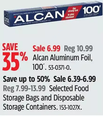 Canadian Tire Alcan aluminum foil, 100' offer