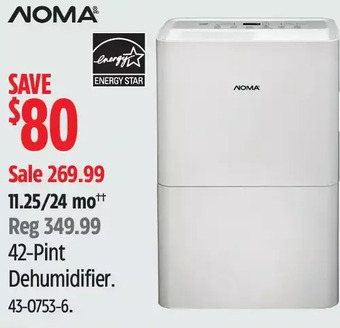 Canadian Tire Noma 42-pint dehumidifier offer