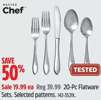 Canadian Tire Master chef 20-pc flatware sets offer
