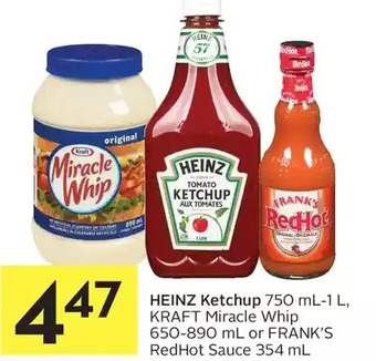 Foodland Heinz ketchup, kraft miracle whip or frank's redhot sauce offer