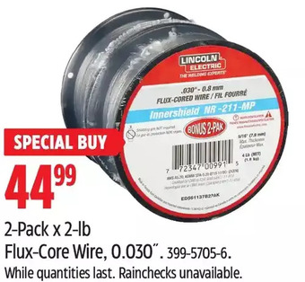 Canadian Tire 2-pack x 2-lb flux-core wire, 0.030" offer