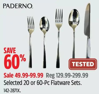 Canadian Tire Paderno 20 or 60-pc flatware sets offer
