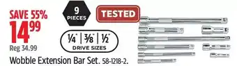 Canadian Tire Maximum wobble extension bar set offer