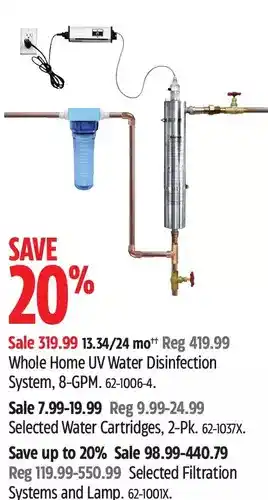 Canadian Tire Whole home uv water disinfection system, 8-gpm | water cartridges, 2-pk | filtration systems and lamp offer