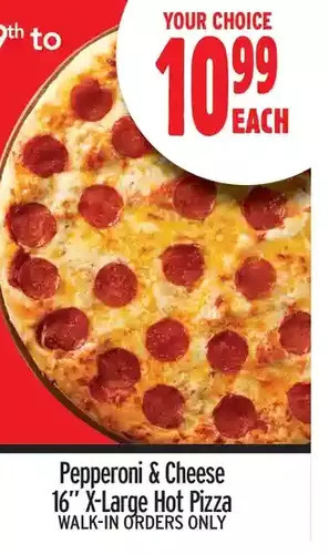 Metro Pepperoni & cheese 16" x-large hot pizza offer