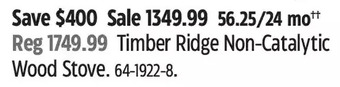 Canadian Tire Timber ridge non-catalytic wood stove offer