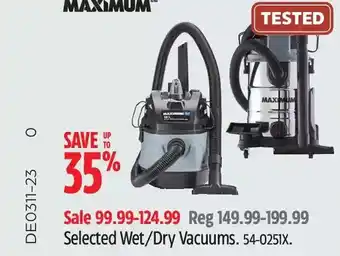 Canadian Tire Maximum wet/dry vacuums offer
