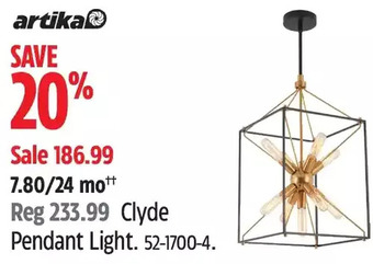 Canadian Tire Artika clyde pendant light offer
