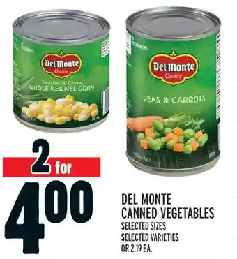 Metro Del monte canned vegetables offer