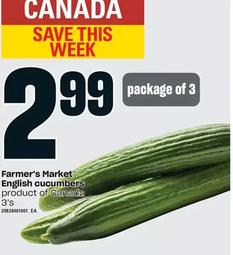Loblaws Farmer's market english cucumbers offer