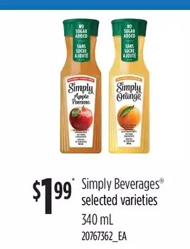 Loblaws Simply beverages offer
