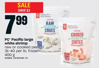 Loblaws Pc pacific large white shrimp offer