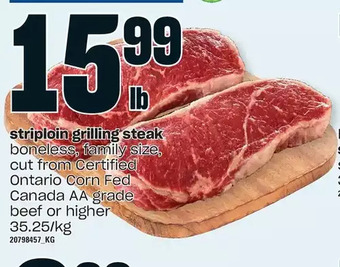 Loblaws Striploin grilling steak offer