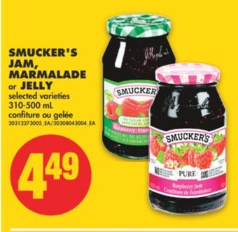 No Frills Smucker's jam, marmalade or jelly, 310-500 ml offer